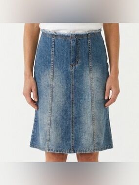 BUBBLEGUM DESIGNER DENIM A-LINE SKIRT WITH PANEL DETAIL